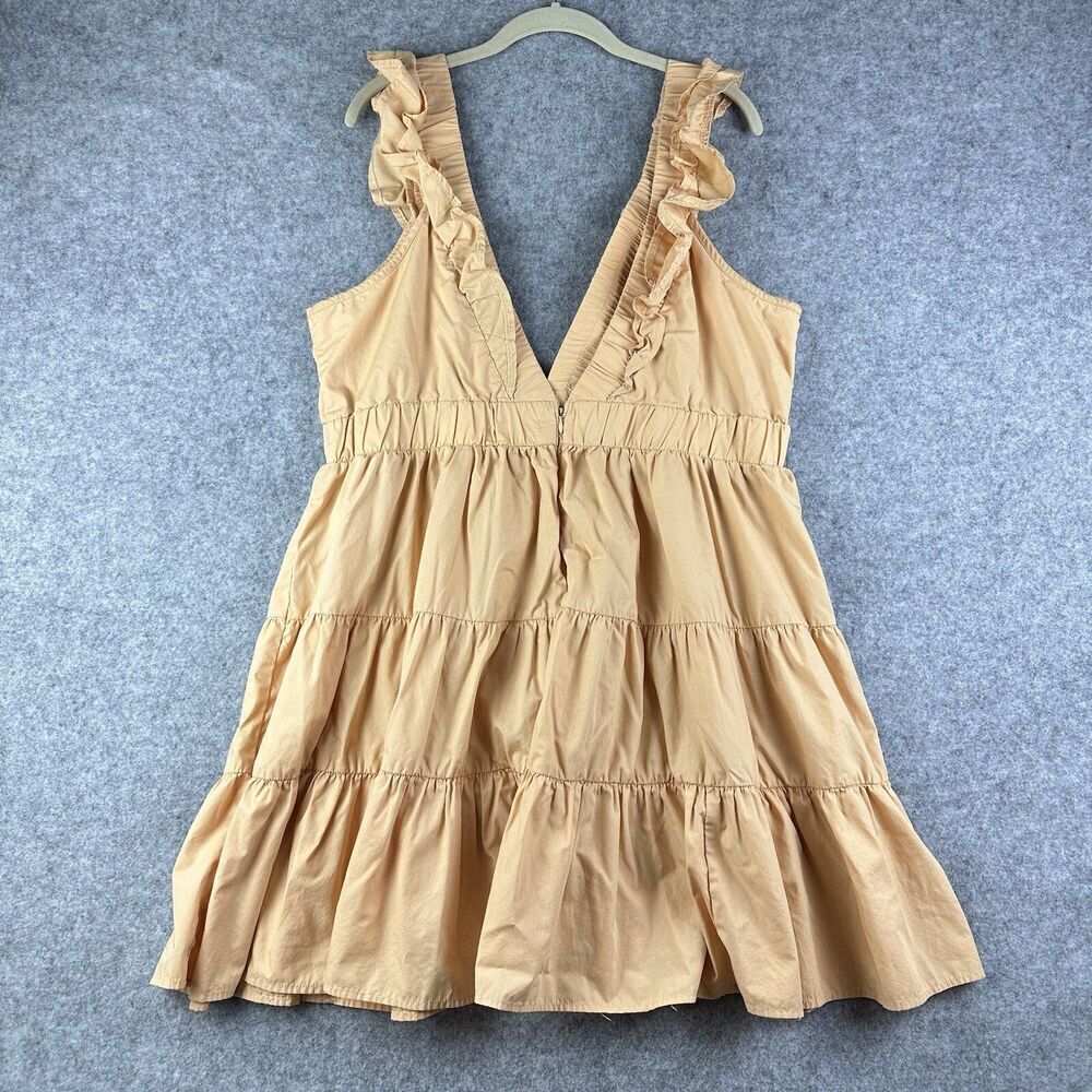 Abercrombie Fitch Tiered Mini Dress Womens XLT Tall Orange Ruffle Deep V Neck - Picture 5 of 16